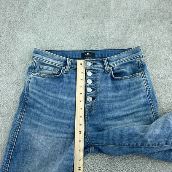 7 For All Mankind High Waist Cropped Straight Jeans Size 27 1782 - Picture 6 of 11